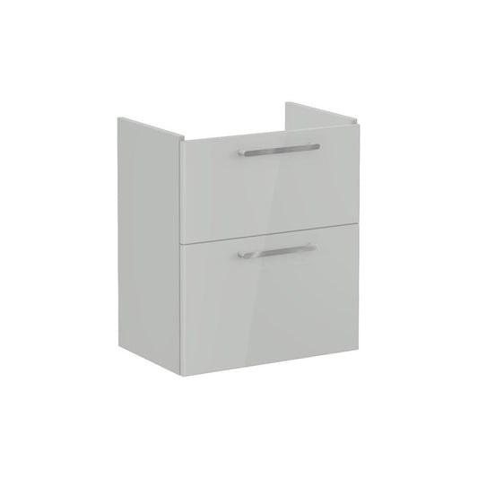 VitrA Root Flat 60cm 2 Drawer Slim Washbasin Unit - Shiny Pearl Grey