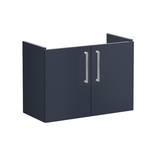 VitrA Root Flat 80cm 2 Door Wall Hung Slim Washbasin Unit - Matt Dark Blue