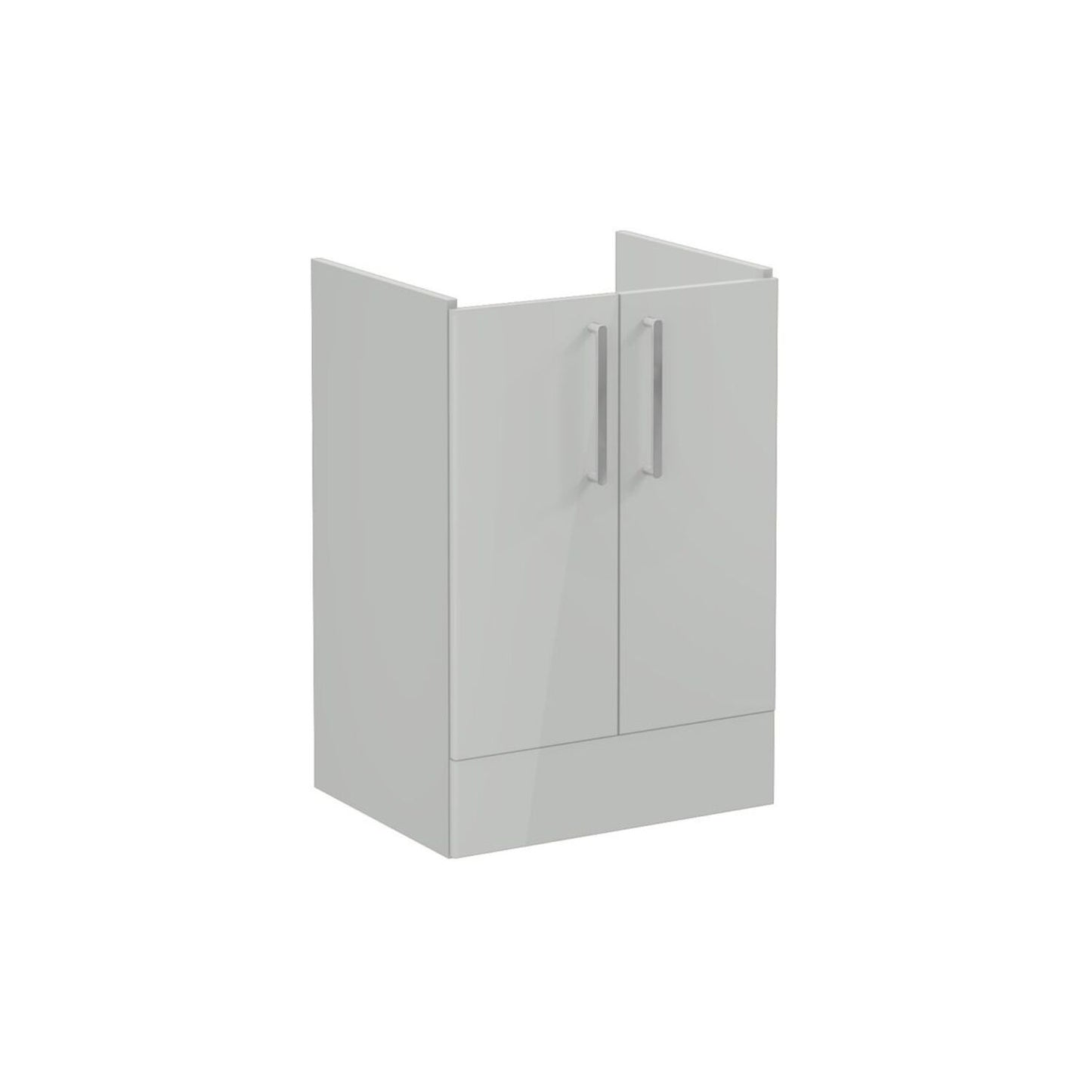 VitrA Root Flat 60cm 2 Door Floor Standing Washbasin Unit - Shiny Pearl Grey