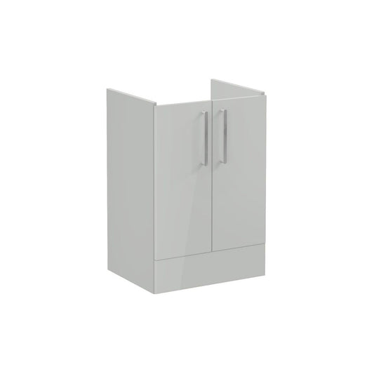 VitrA Root Flat 60cm 2 Door Floor Standing Washbasin Unit - Shiny Pearl Grey