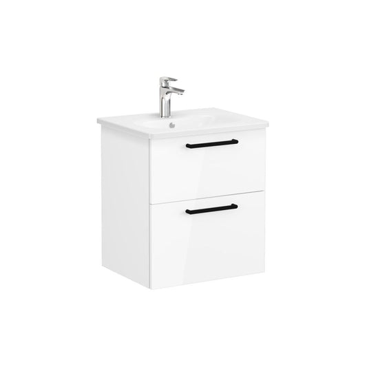 VitrA Zentrum 60cm 2 Drawer W/H Washbasin Unit - High Gloss White