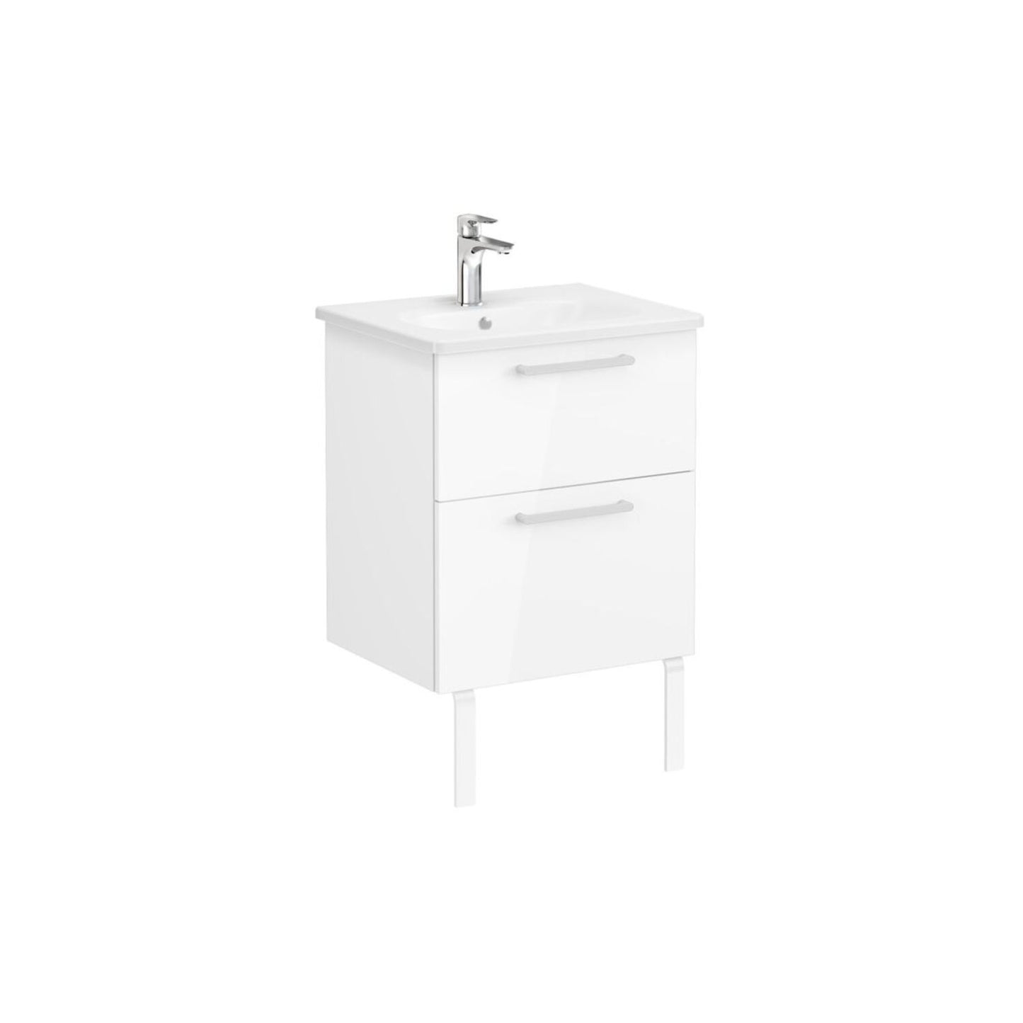 VitrA Zentrum 60cm 2 Drawer W/H Washbasin Unit - High Gloss White