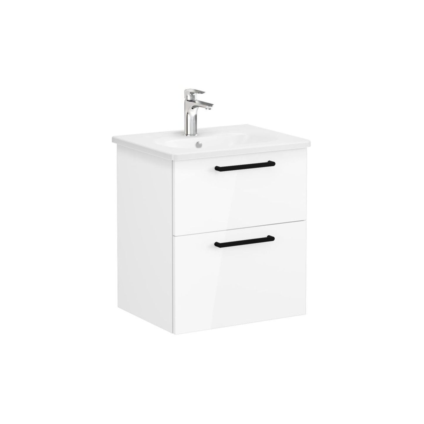 VitrA Zentrum 60cm 2 Drawer W/H Washbasin Unit - High Gloss White