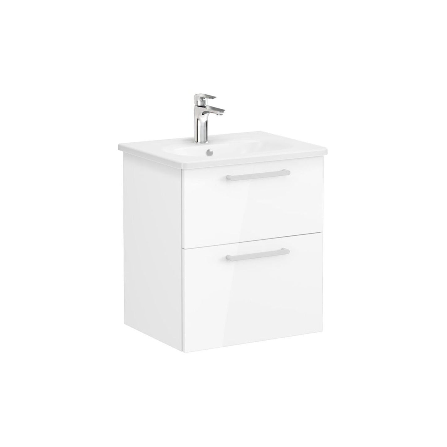 VitrA Zentrum 60cm 2 Drawer W/H Washbasin Unit - High Gloss White