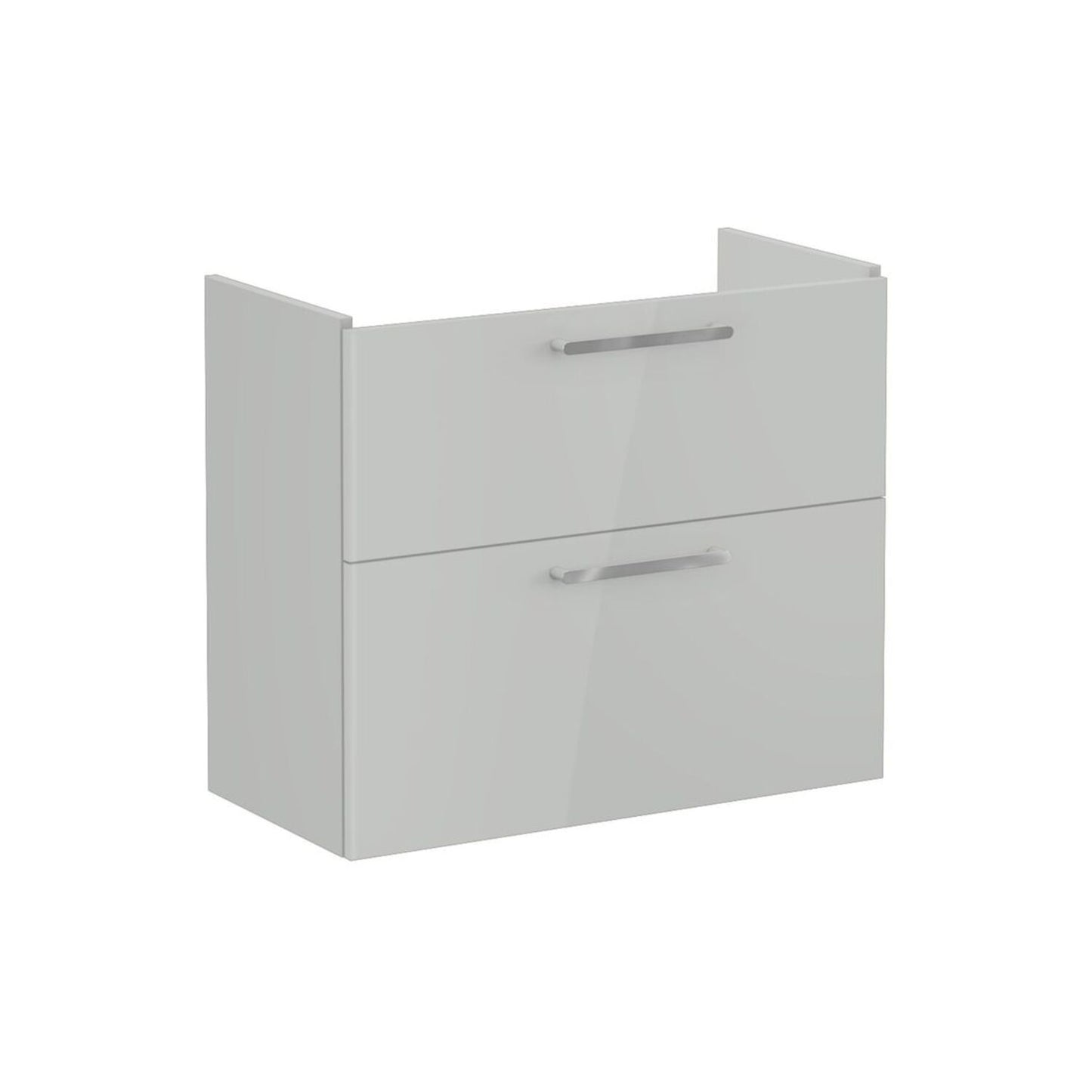 VitrA Root Flat 80cm 2 Drawer Slim Washbasin Unit - Shiny Pearl Grey