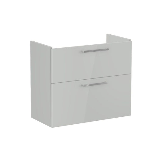 VitrA Root Flat 80cm 2 Drawer Slim Washbasin Unit - Shiny Pearl Grey