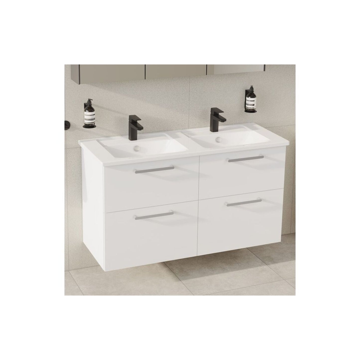 VitrA Root Flat 120cm 4 Drawer Washbasin Unit - High Gloss White