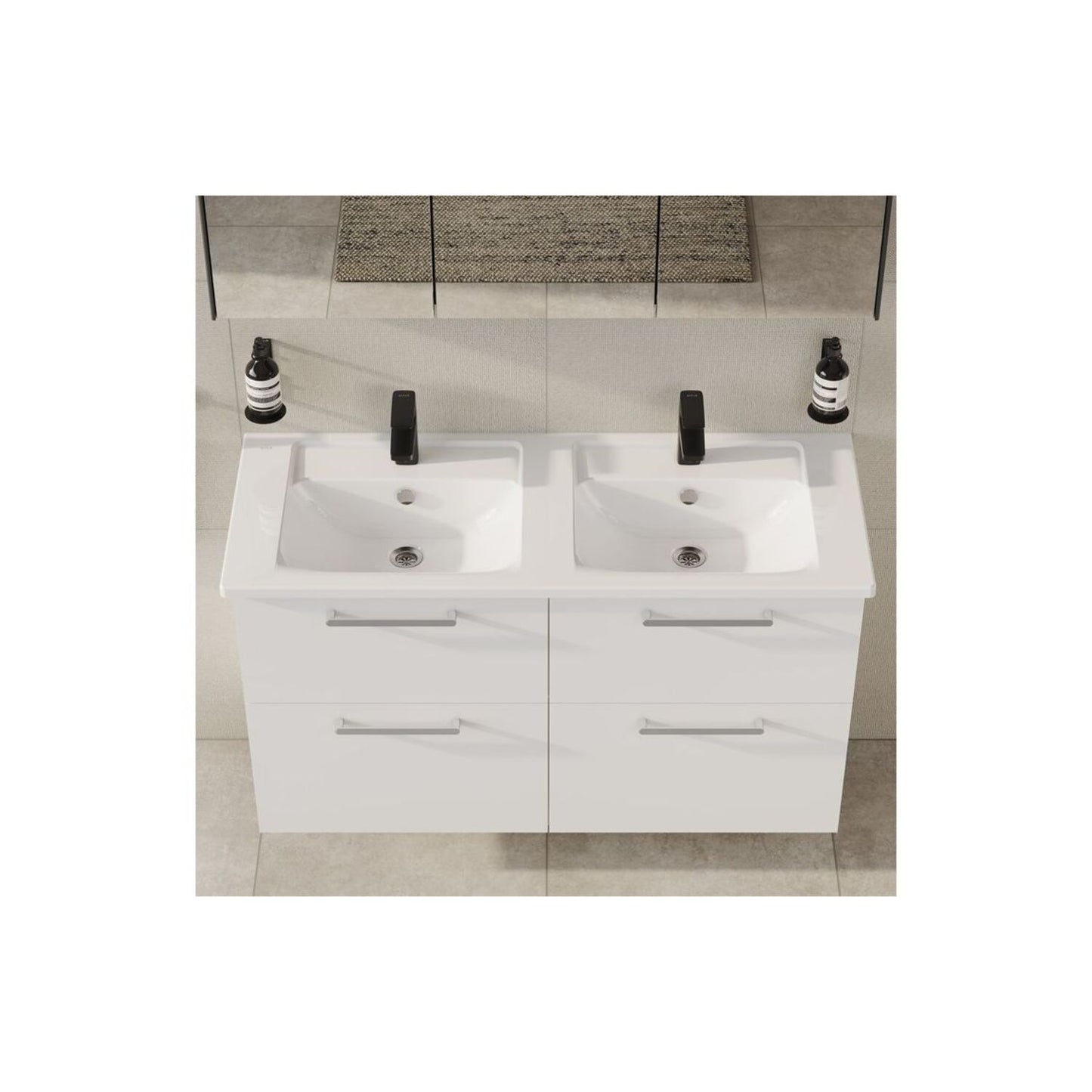 VitrA Root Flat 120cm 4 Drawer Washbasin Unit - High Gloss White