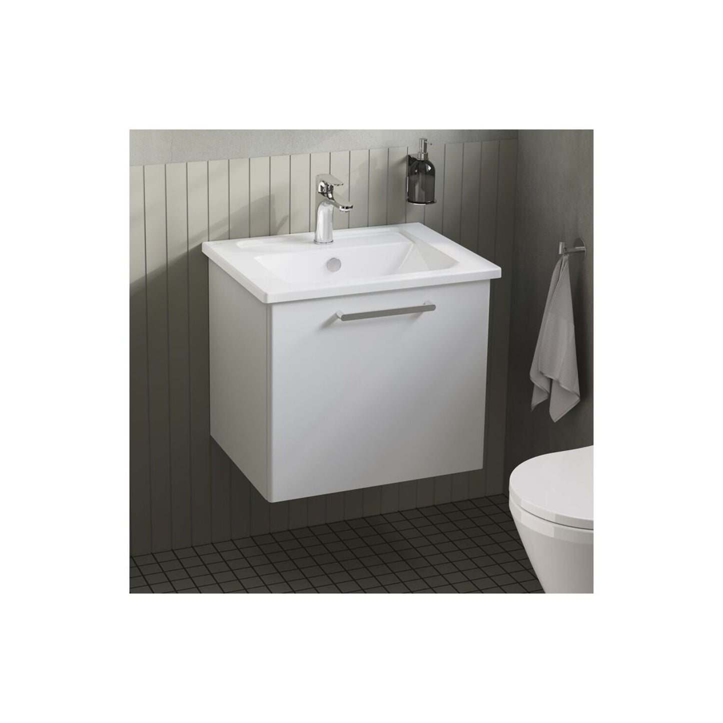 VitrA Root Flat 60cm 1 Drawer Washbasin Unit - High Gloss White