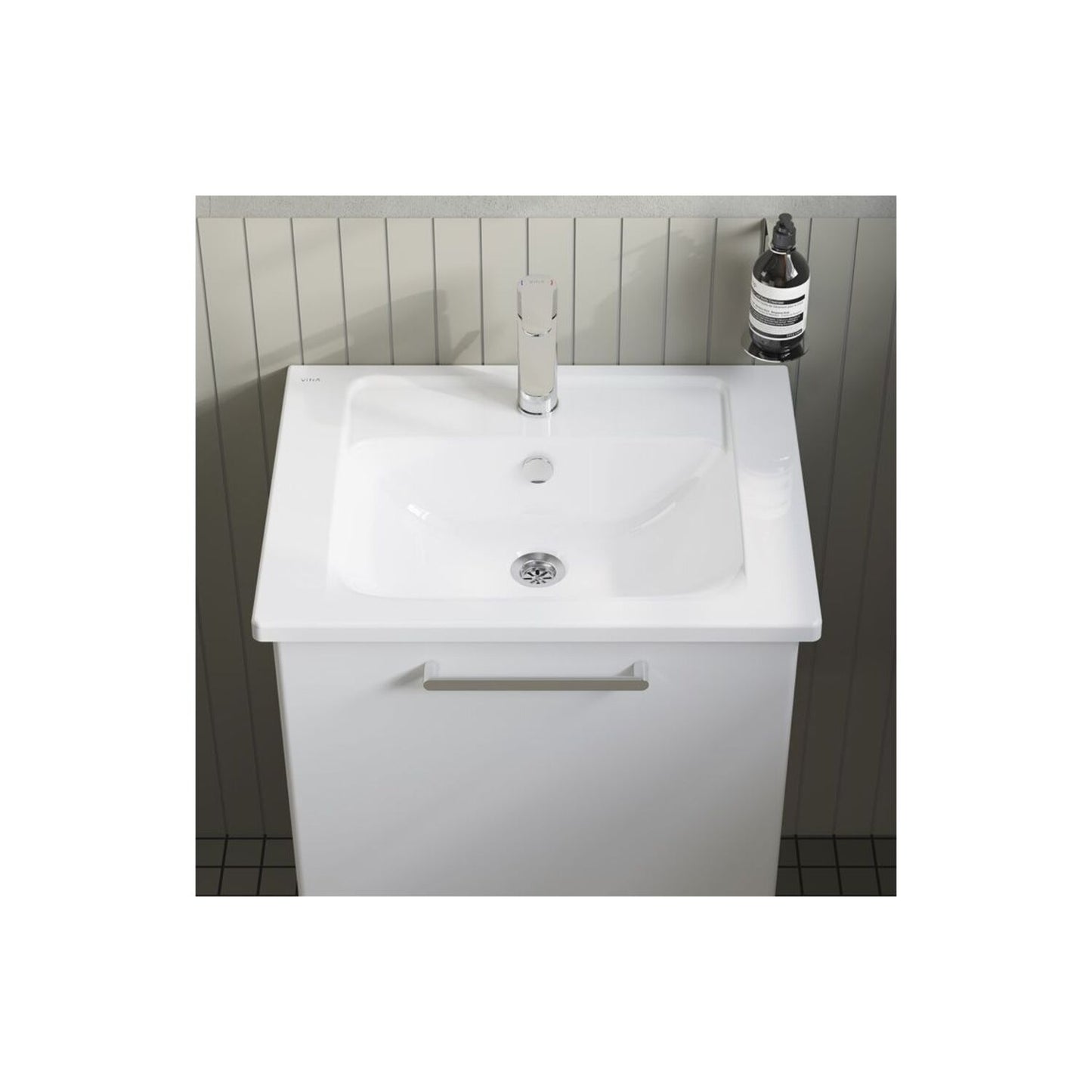 VitrA Root Flat 60cm 1 Drawer Washbasin Unit - High Gloss White