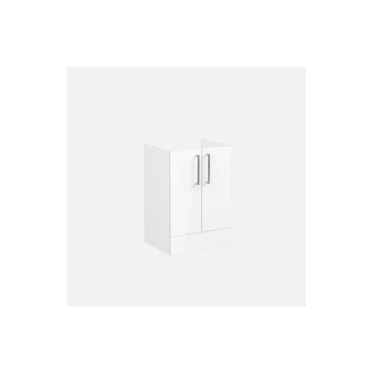 VitrA Root Flat 60cm 2 Door Floor Standing Washbasin Unit - High Gloss White