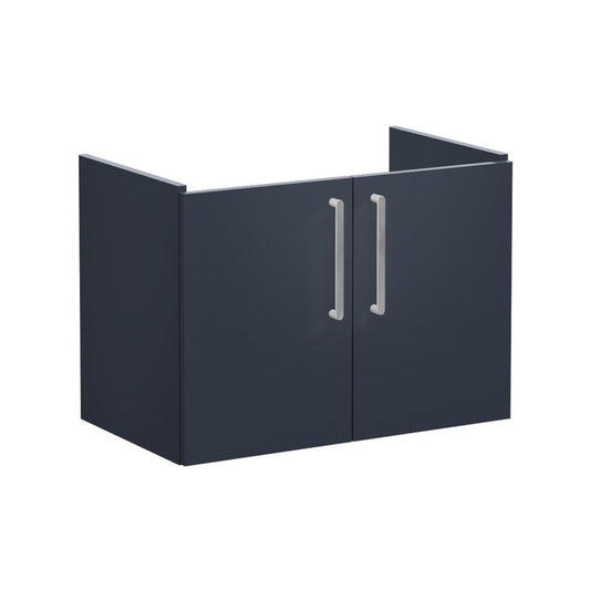 VitrA Root Flat 80cm 2 Door Wall Hung Washbasin Unit - Matt Dark Blue