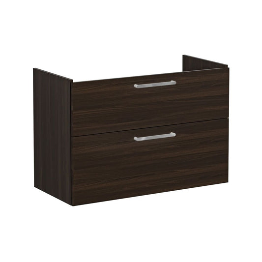 VitrA Root Flat 100cm 2 Drawer Washbasin Unit - Walnut