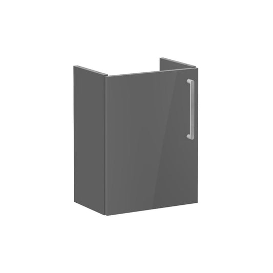 VitrA Root Flat 40cm 1 Door Wall Hung Slim Washbasin Unit (LH Hinge) - Anthracite High Gloss
