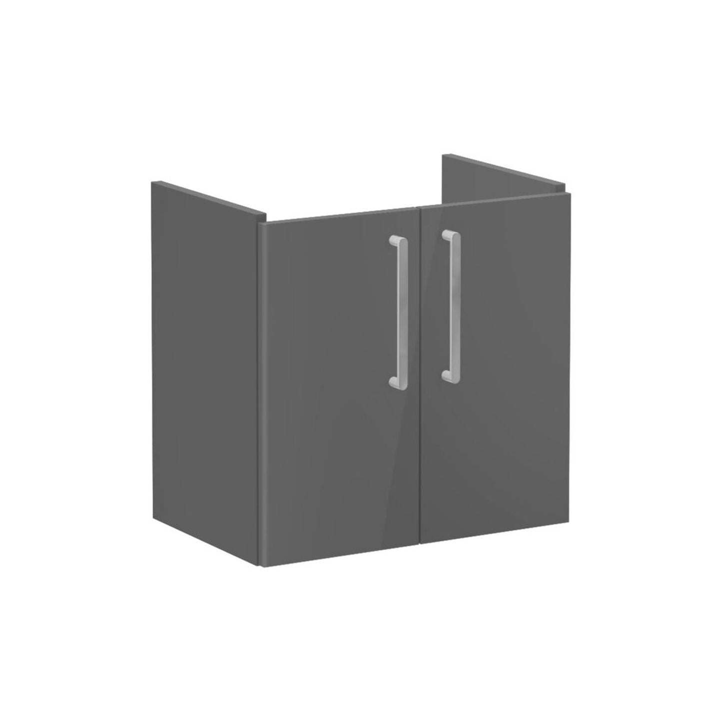 VitrA Root Flat 60cm 2 Door Wall Hung Slim Washbasin Unit - Anthracite High Gloss