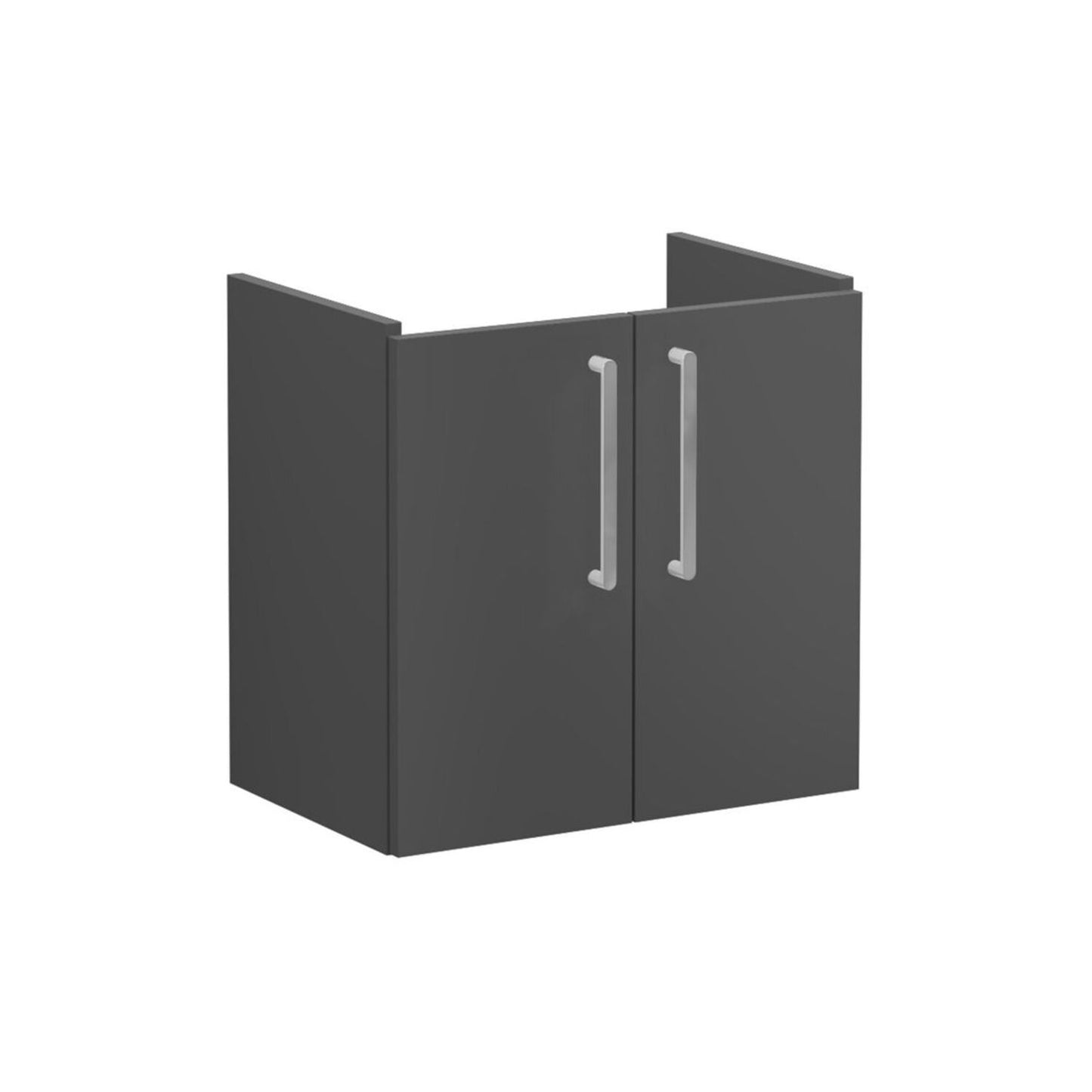 VitrA Root Flat 60cm 2 Door Wall Hung Slim Washbasin Unit - Matt Storm Grey