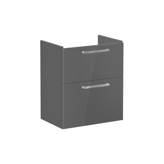 VitrA Root Flat 60cm 2 Drawer Slim Washbasin Unit - Anthracite High Gloss