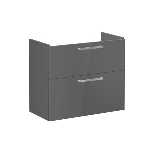 VitrA Root Flat 80cm 2 Drawer Slim Washbasin Unit - Anthracite High Gloss