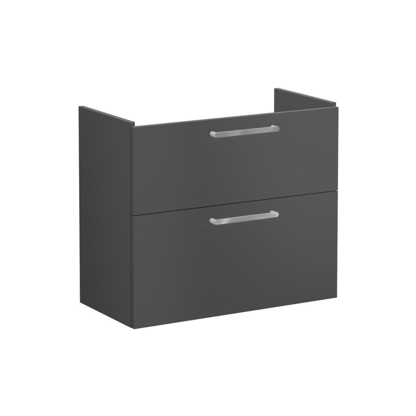 VitrA Root Flat 80cm 2 Drawer Slim Washbasin Unit - Matt Storm Grey