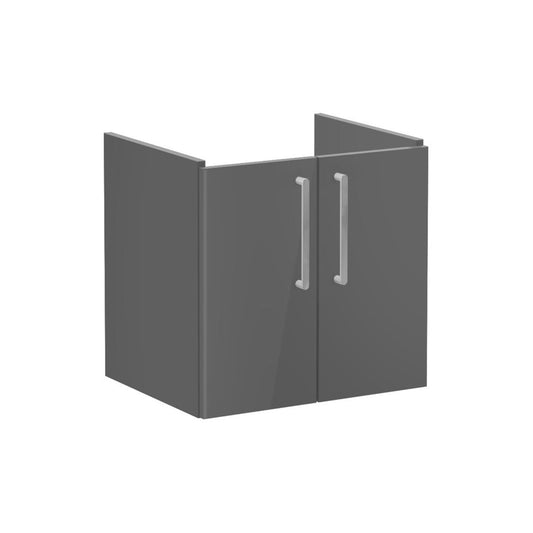 VitrA Root Flat 60cm 2 Door Wall Hung Washbasin Unit - Anthracite High Gloss