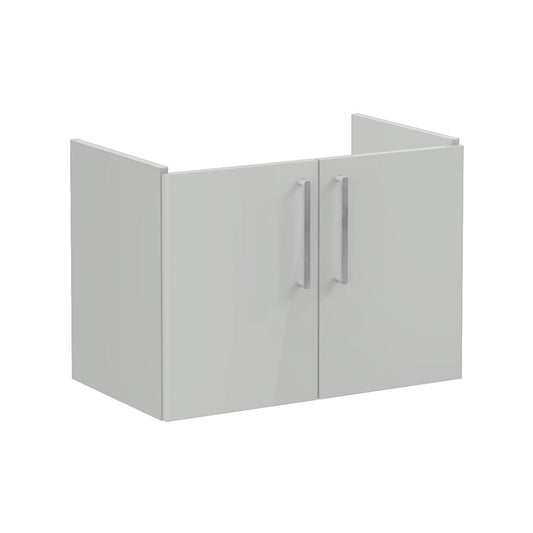 VitrA Root Flat 80cm 2 Door Wall Hung Washbasin Unit - Shiny Pearl Grey