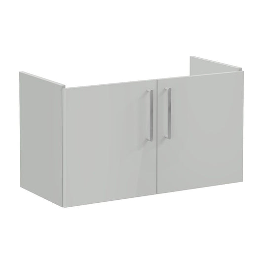 VitrA Root Flat 100cm 2 Door Washbasin Unit - Shiny Pearl Grey