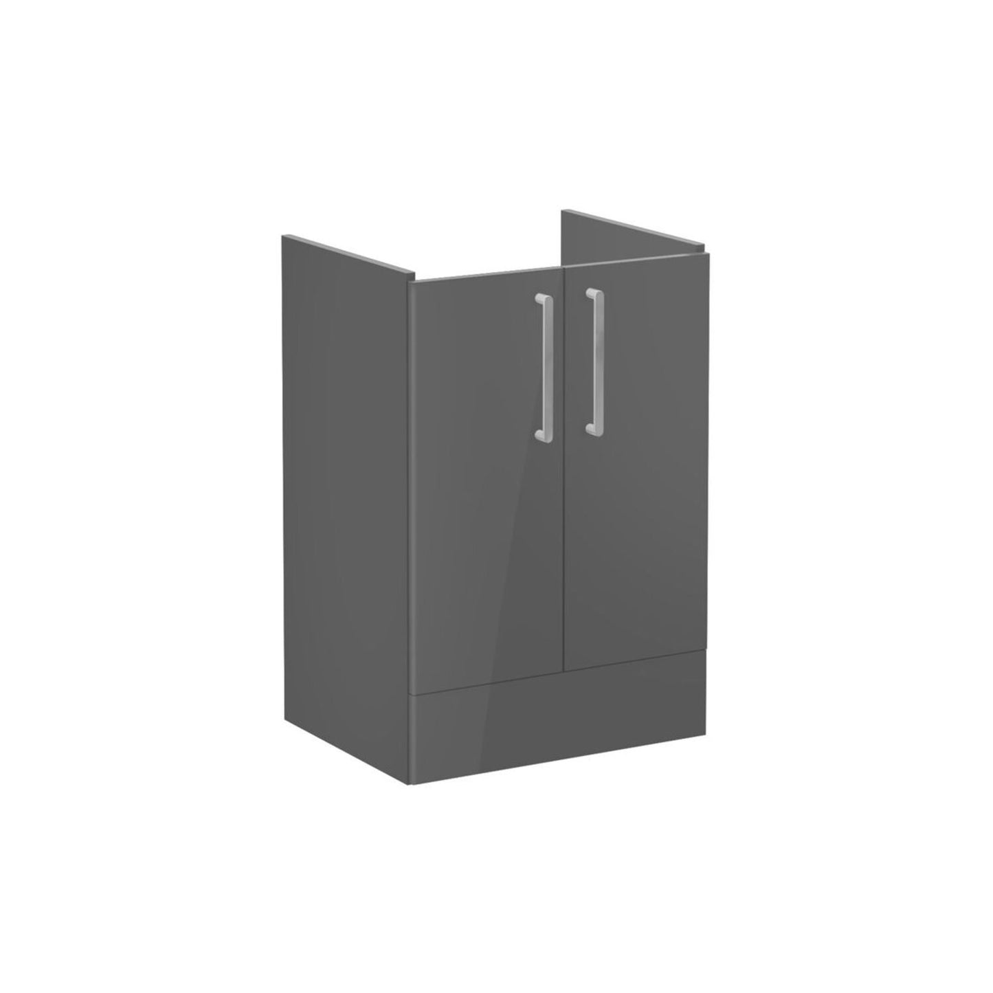 VitrA Root Flat 60cm 2 Door Floor Standing Washbasin Unit - Anthracite High Gloss