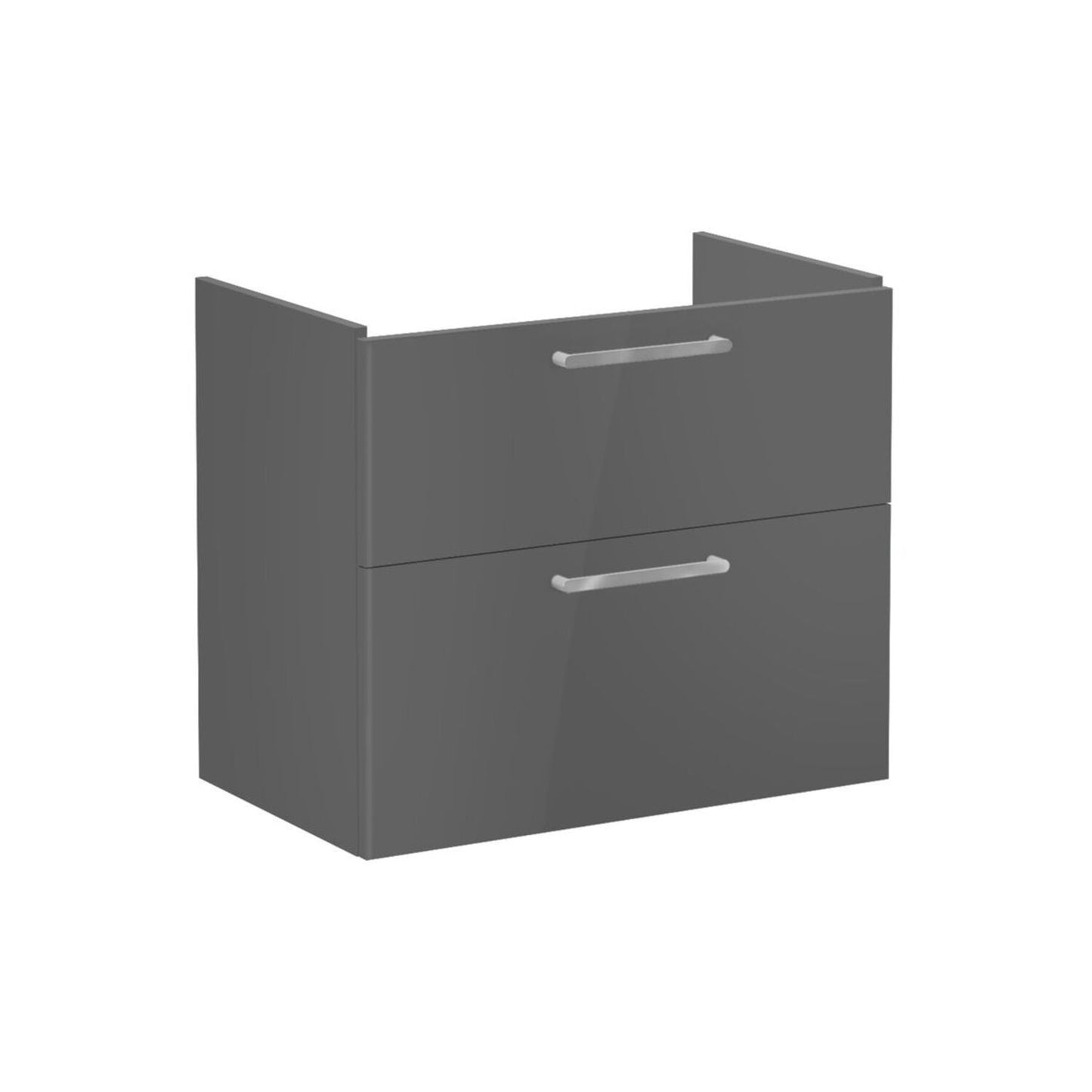 VitrA Root Flat 80cm 2 Drawer Washbasin Unit - Anthracite High Gloss