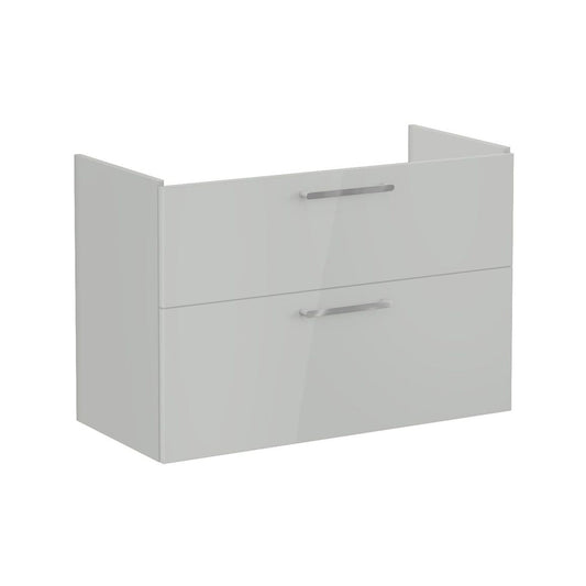 VitrA Root Flat 100cm 2 Drawer Washbasin Unit - Shiny Pearl Grey