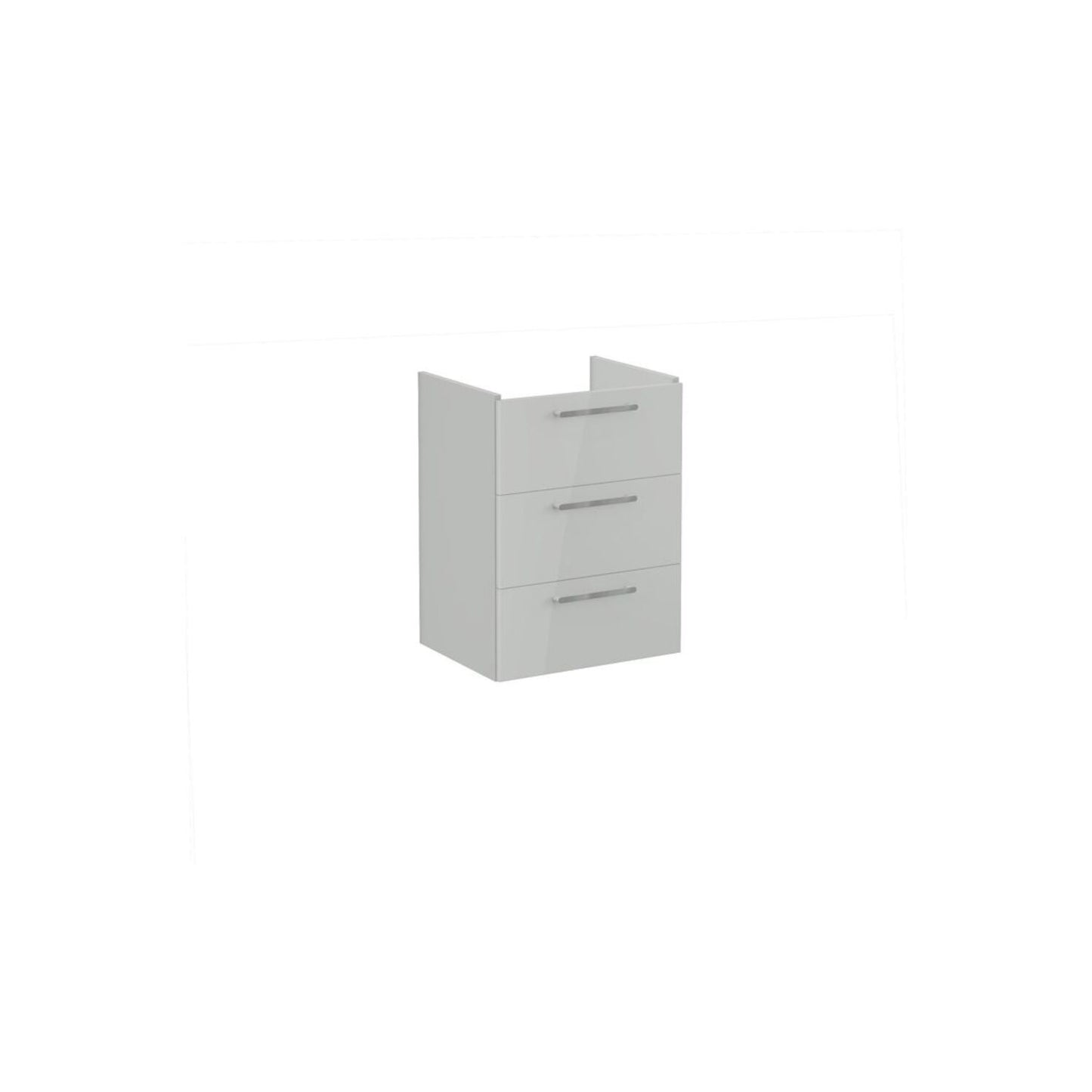 VitrA Root Flat 60cm 3 Drawer Washbasin Unit - Shiny Pearl Grey