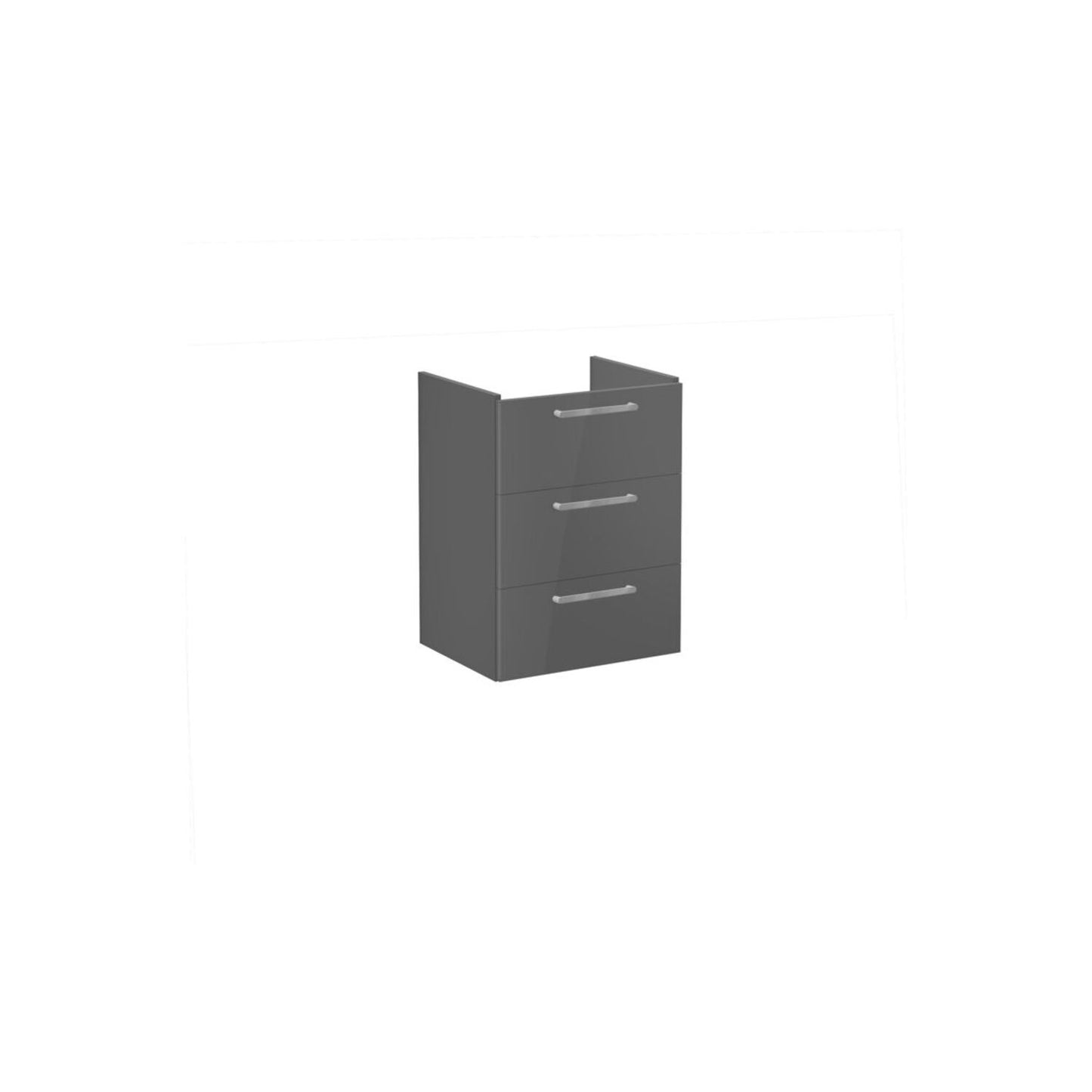 VitrA Root Flat 60cm 3 Drawer Washbasin Unit - Anthracite High Gloss
