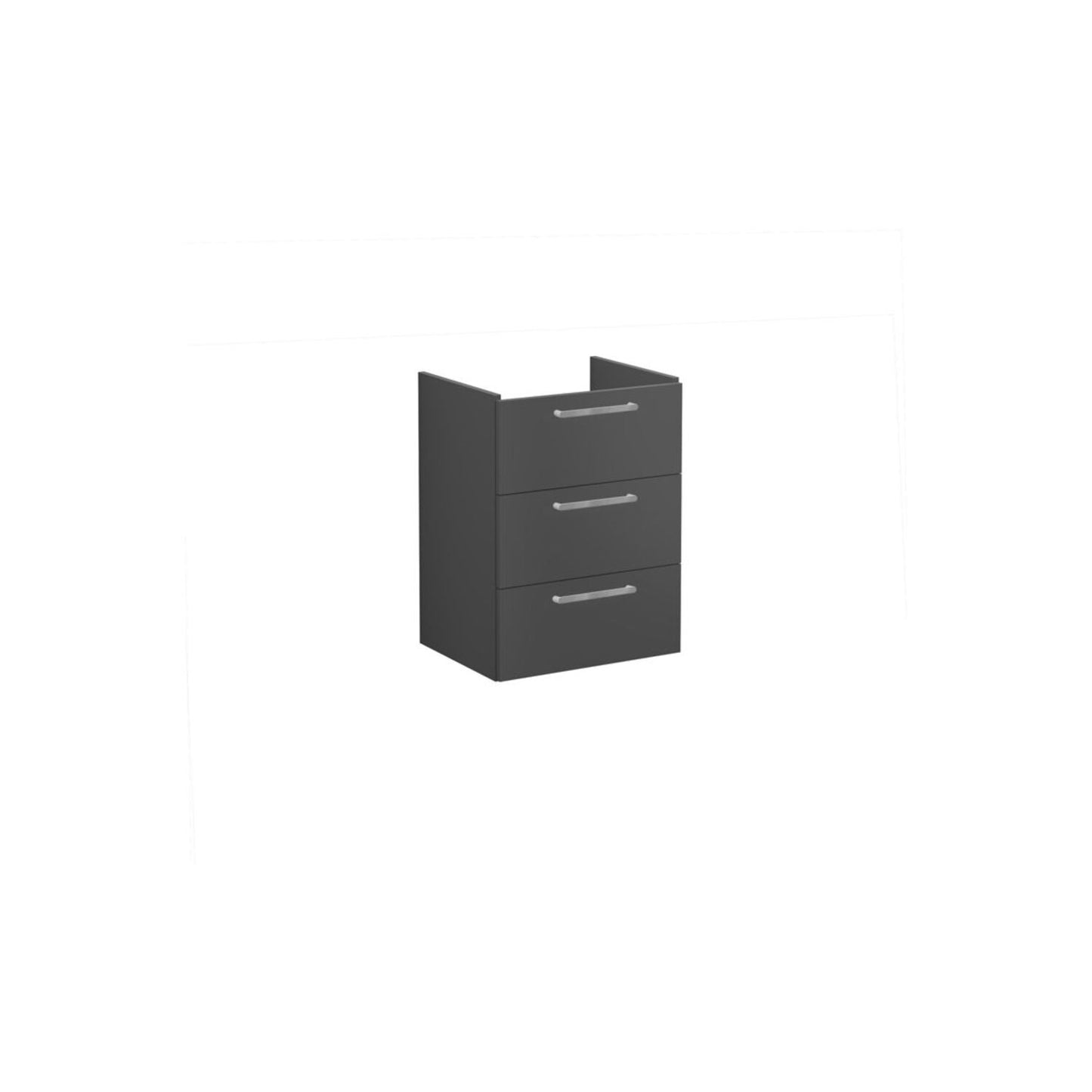 VitrA Root Flat 60cm 3 Drawer Washbasin Unit - Matt Storm Grey