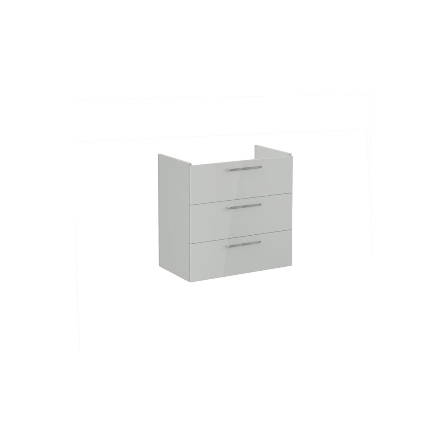 VitrA Root Flat 80cm 3 Drawer Washbasin Unit - Shiny Pearl Grey
