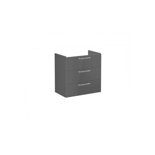 VitrA Root Flat 80cm 3 Drawer Washbasin Unit - Anthracite High Gloss