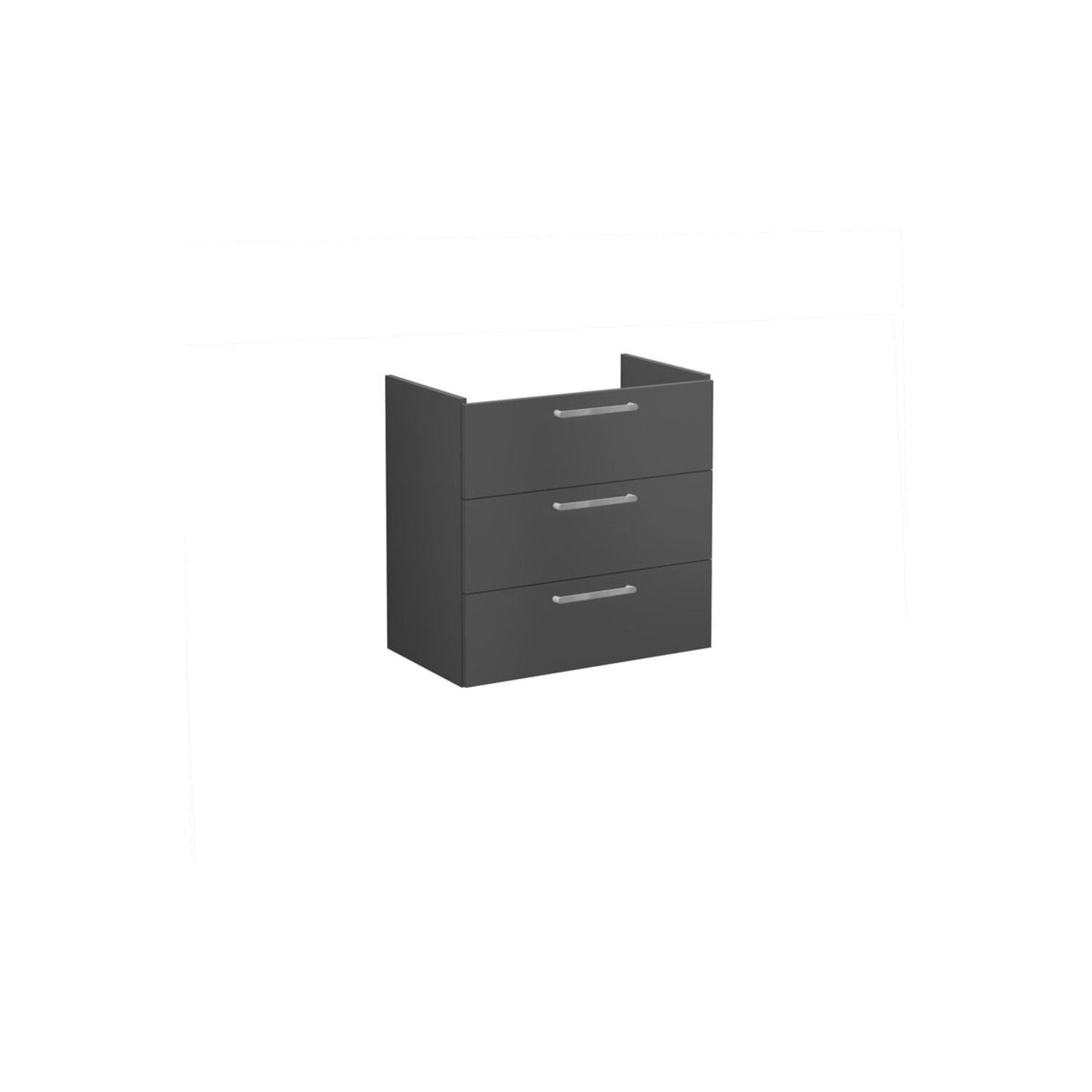 VitrA Root Flat 80cm 3 Drawer Washbasin Unit - Matt Storm Grey