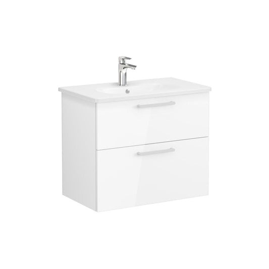 VitrA Zentrum 80cm 2 Drawer W/H Washbasin Unit - High Gloss White