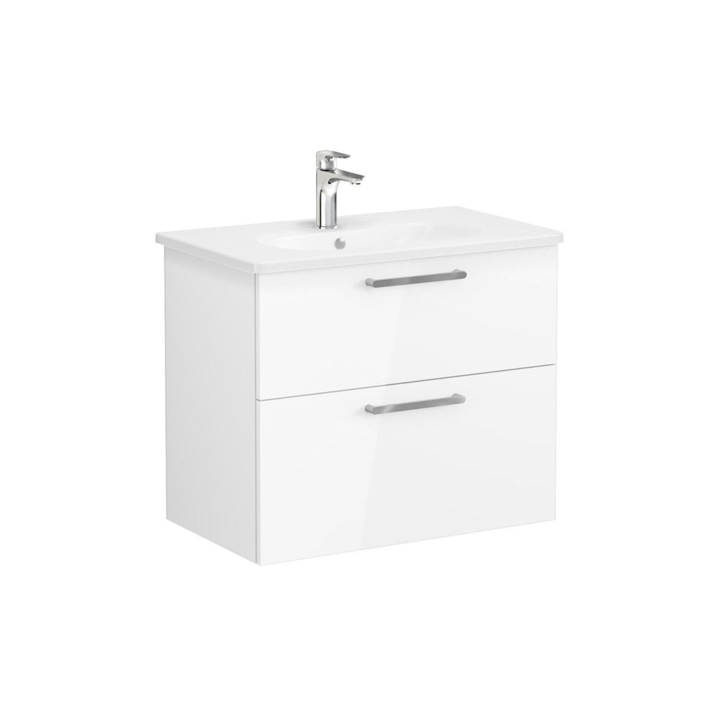 VitrA Zentrum 80cm 2 Drawer W/H Washbasin Unit - High Gloss White