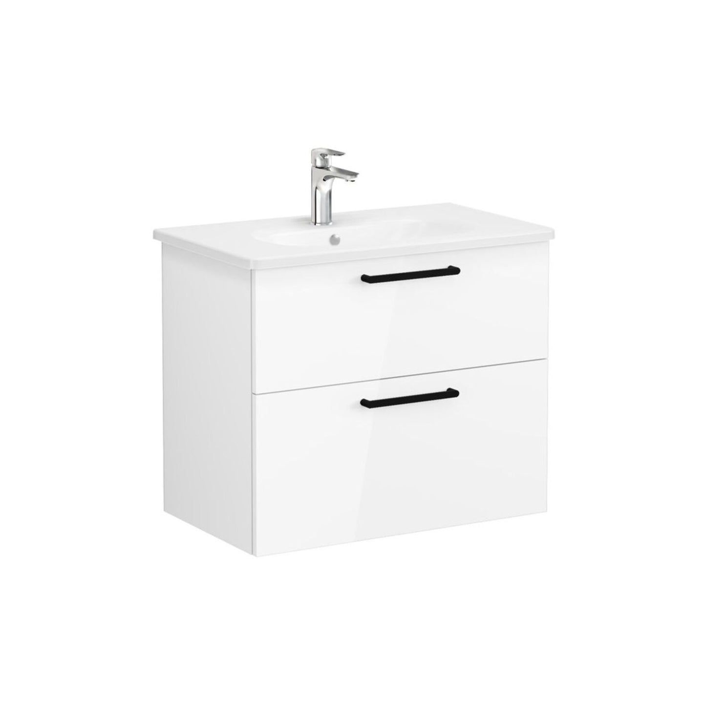 VitrA Zentrum 80cm 2 Drawer W/H Washbasin Unit - High Gloss White