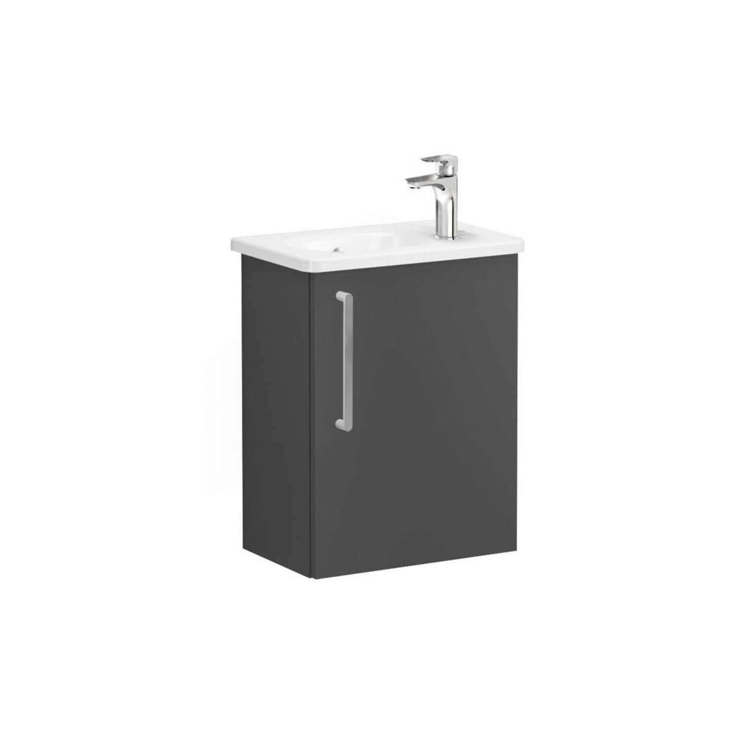 VitrA Zentrum Compact 45cm 1 Door W/H Washbasin Unit (RH Hinge) - Matt Storm Grey