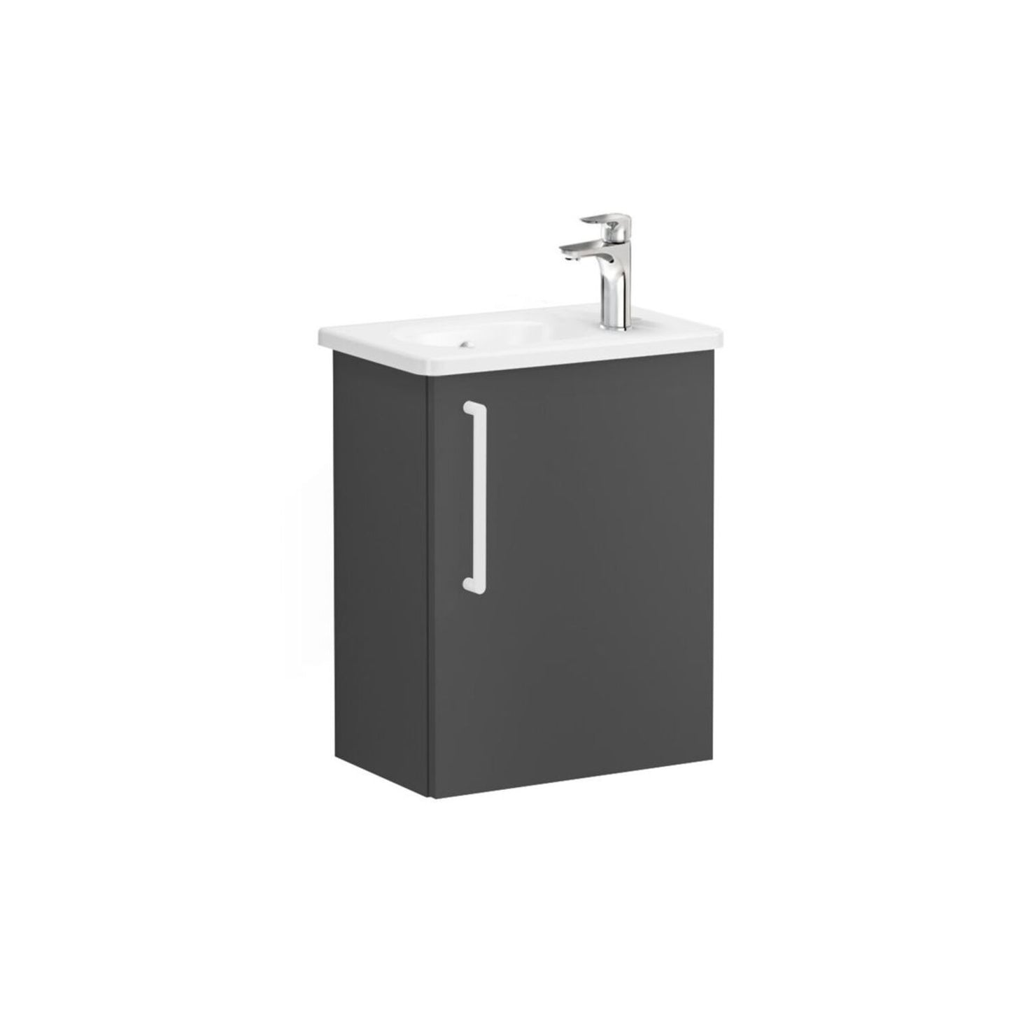 VitrA Zentrum Compact 45cm 1 Door W/H Washbasin Unit (RH Hinge) - Matt Storm Grey