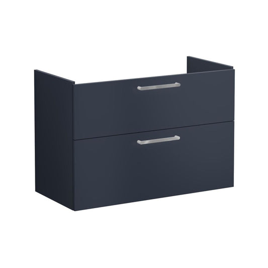 VitrA Root Flat 100cm 2 Drawer Washbasin Unit - Matt Dark Blue