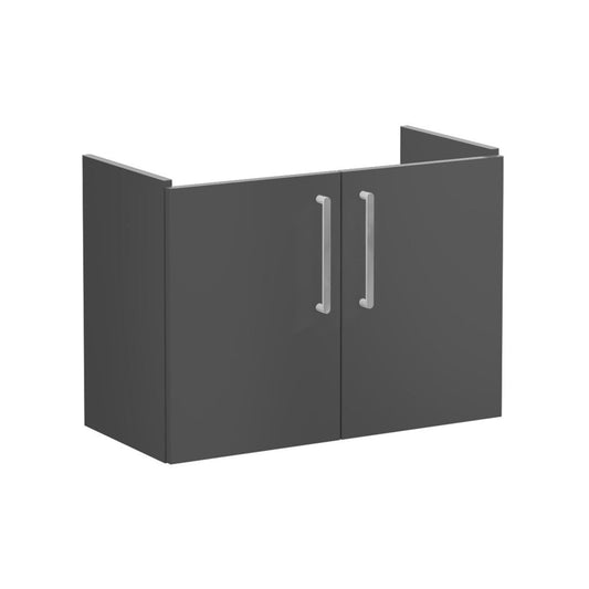 VitrA Root Flat 80cm 2 Door Wall Hung Slim Washbasin Unit - Matt Storm Grey