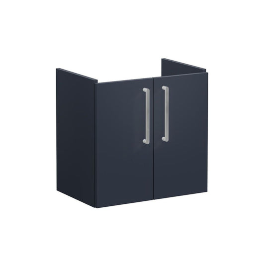 VitrA Root Flat 60cm 2 Door Wall Hung Slim Washbasin Unit - Matt Dark Blue