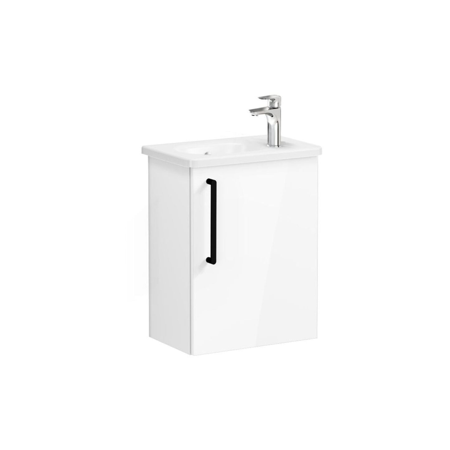 VitrA Zentrum Compact 45cm 1 Door W/H Washbasin Unit (RH Hinge) - High Gloss White
