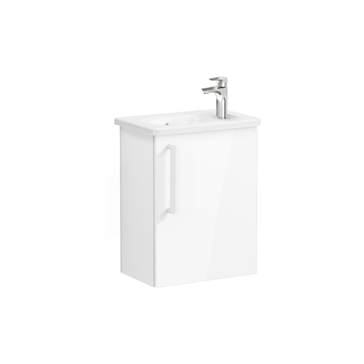 VitrA Zentrum Compact 45cm 1 Door W/H Washbasin Unit (RH Hinge) - High Gloss White