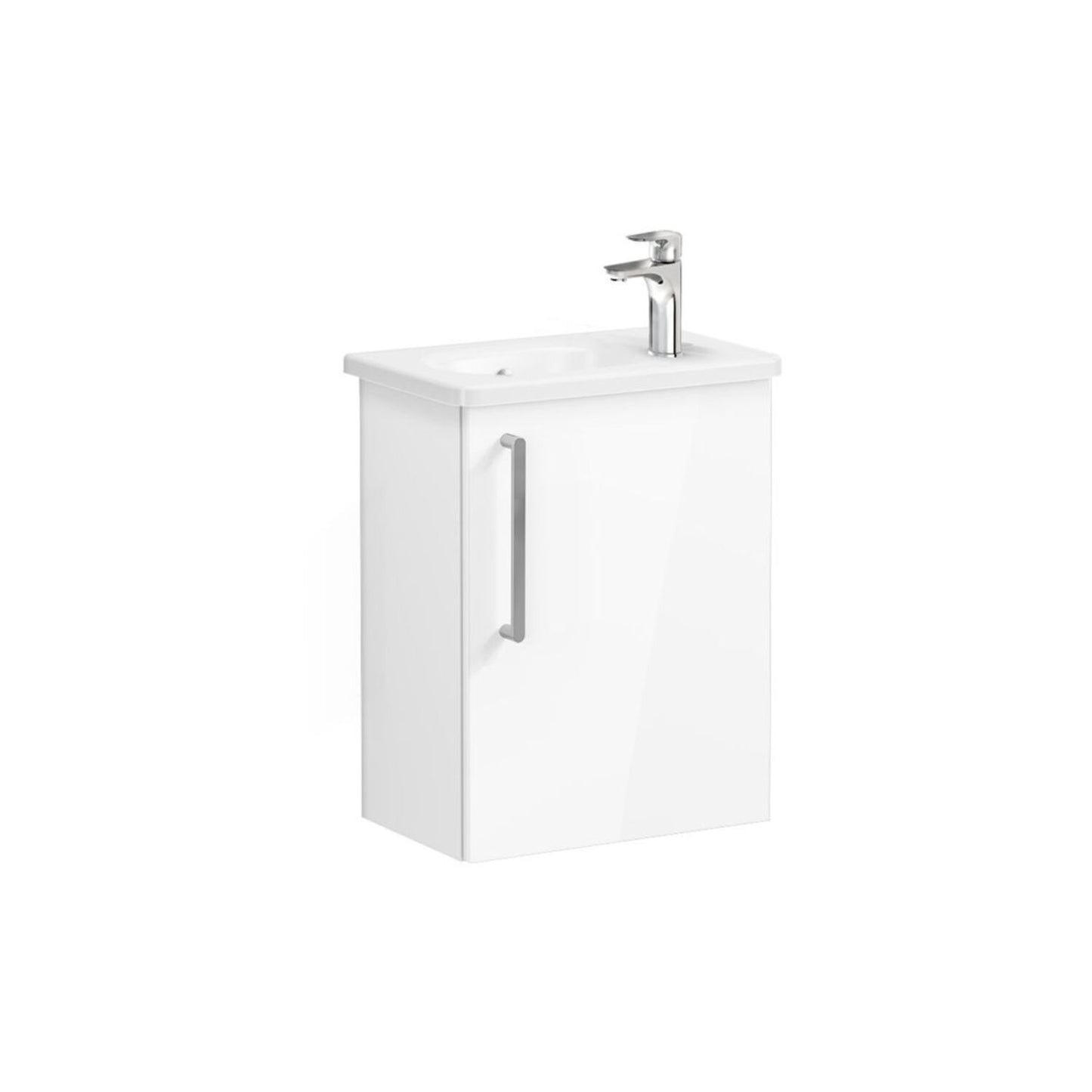 VitrA Zentrum Compact 45cm 1 Door W/H Washbasin Unit (RH Hinge) - High Gloss White