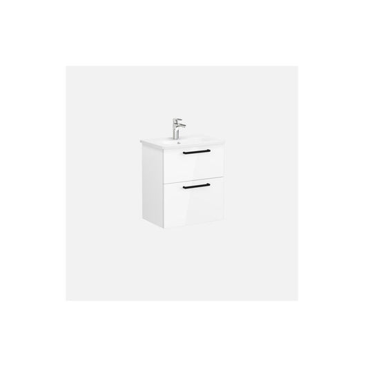 VitrA Zentrum Compact 60cm 2 Drawer W/H Washbasin Unit - High Gloss White