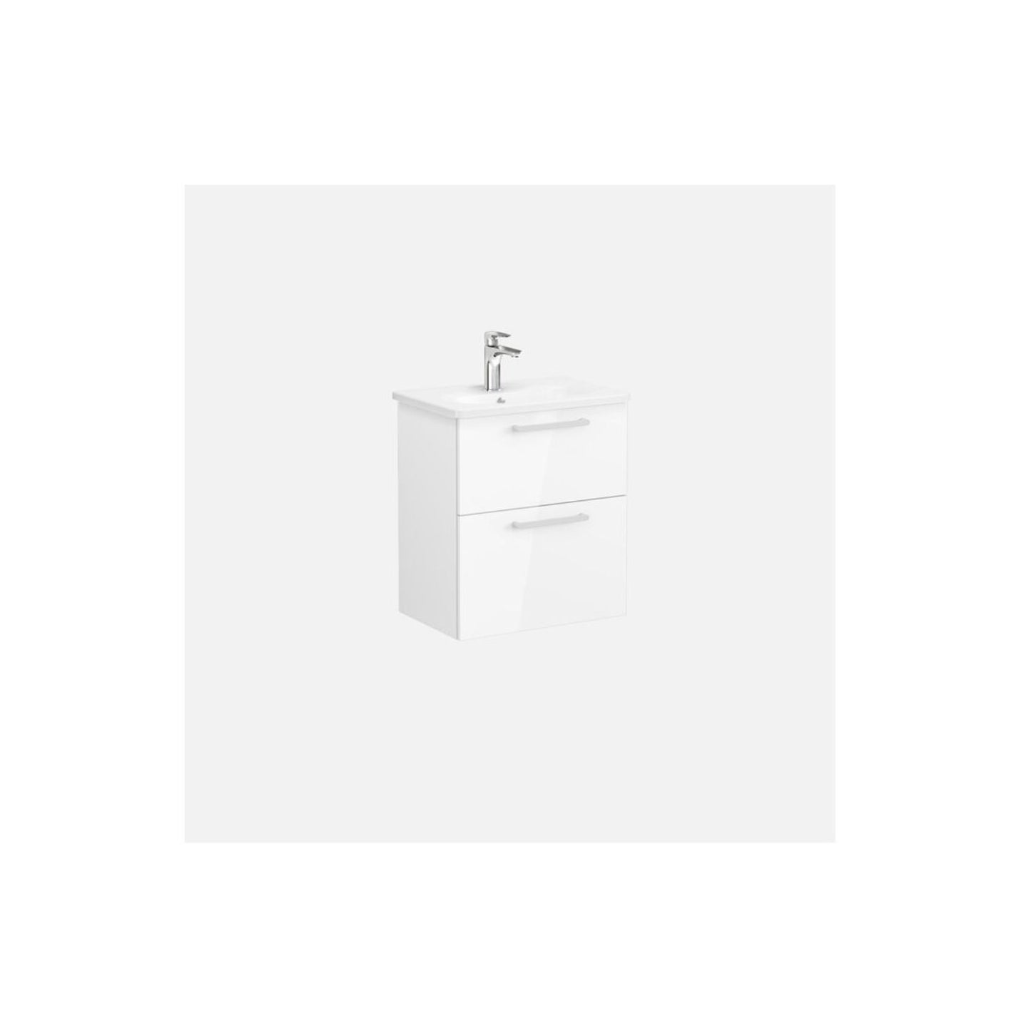 VitrA Zentrum Compact 60cm 2 Drawer W/H Washbasin Unit - High Gloss White