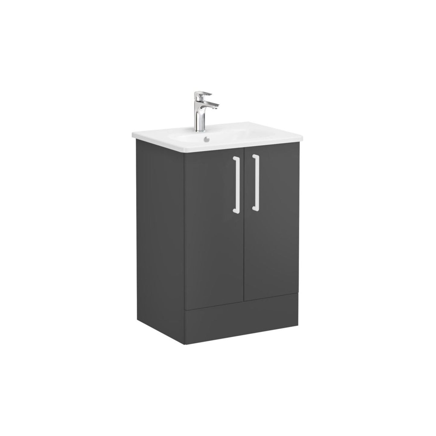 VitrA Zentrum 60cm 2 Drawer F/S Washbasin Unit - Matt Storm Grey