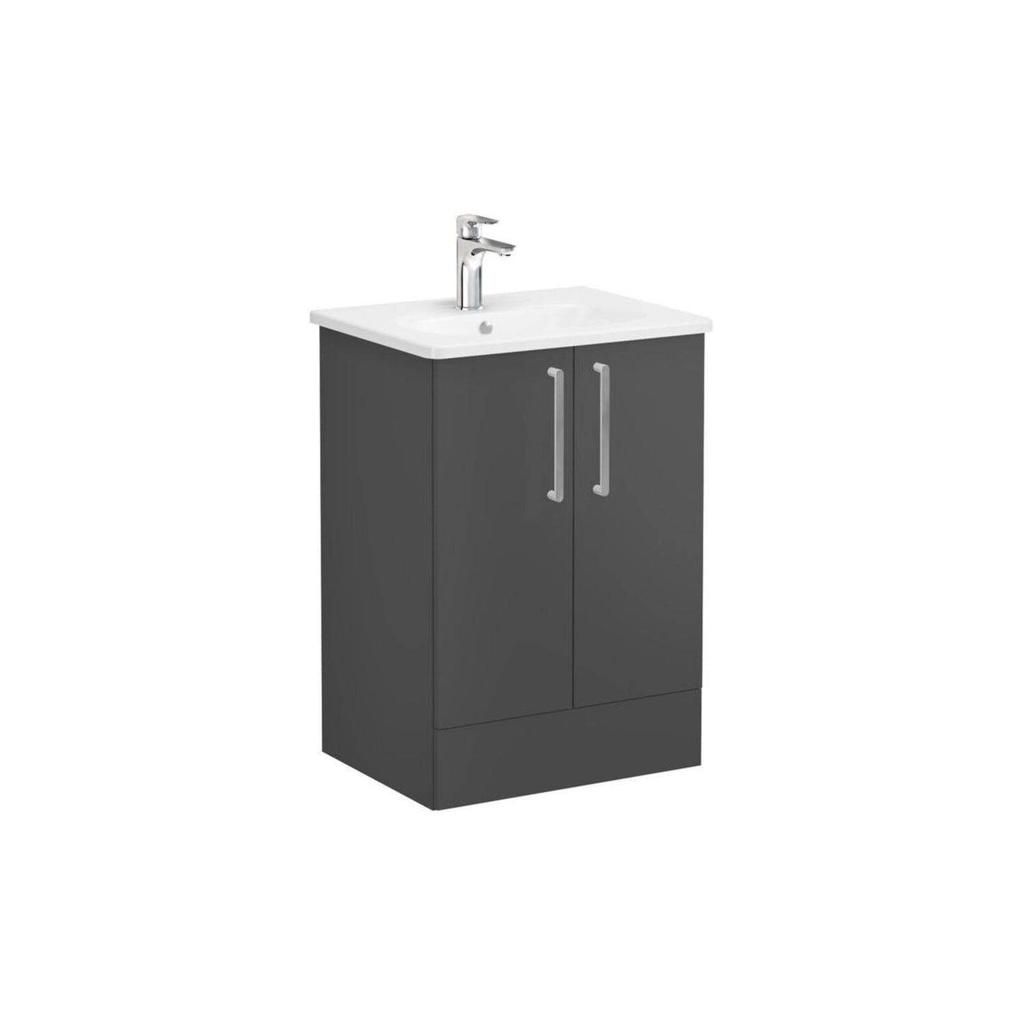 VitrA Zentrum 60cm 2 Drawer F/S Washbasin Unit - Matt Storm Grey